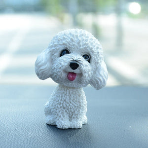 Smiling White Doodle Love Bobble Head-Car Accessories-Bobbleheads, Car Accessories, Cockapoo, Dogs, Doodle, Figurines, Labradoodle, Toy Poodle-Toy Poodle / Cockapoo / Labradoodle - White-Resin-3