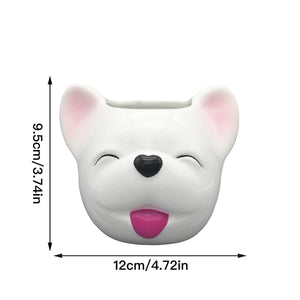 Size image of a smiling white frenchie flower pot