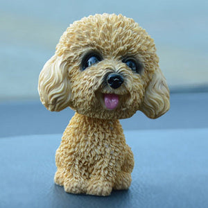 Smiling Yellow Doodle Love Bobble Head-Car Accessories-Bobbleheads, Car Accessories, Cockapoo, Dogs, Doodle, Figurines, Goldendoodle, Labradoodle, Toy Poodle-Toy Poodle / Cockapoo / Labradoodle - Yellow-Resin-3