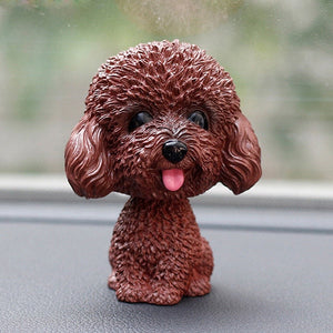 Smiling Yellow Doodle Love Bobble Head-Car Accessories-Bobbleheads, Car Accessories, Cockapoo, Dogs, Doodle, Figurines, Goldendoodle, Labradoodle, Toy Poodle-Toy Poodle / Cockapoo / Labradoodle - Brown-Plastic-6