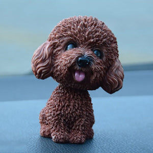 Smiling Yellow Doodle Love Bobble Head-Car Accessories-Bobbleheads, Car Accessories, Cockapoo, Dogs, Doodle, Figurines, Goldendoodle, Labradoodle, Toy Poodle-Toy Poodle / Cockapoo / Labradoodle - Brown-Resin-8