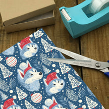 Load image into Gallery viewer, Snowfall Serenade Husky Christmas Gift Wrapping Paper - 2 Rolls-Christmas Ornament-Christmas,Siberian Husky,Wrapping Paper-4