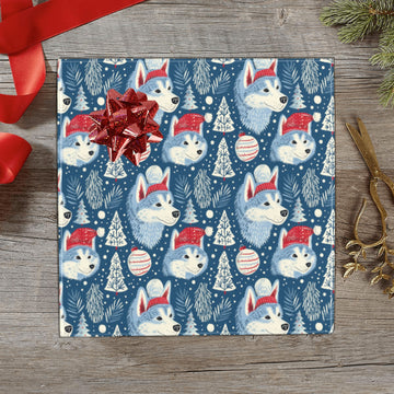 Snowfall Serenade Husky Christmas Gift Wrapping Paper 2 Rolls 360x