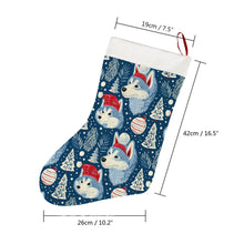 Load image into Gallery viewer, Snowfall Serenade Husky Christmas Stocking-Christmas Ornament-Christmas, Home Decor, Siberian Husky-26X42CM-White1-4