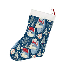 Load image into Gallery viewer, Snowfall Serenade Husky Christmas Stocking-Christmas Ornament-Christmas, Home Decor, Siberian Husky-26X42CM-White1-1