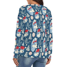 Load image into Gallery viewer, Snowfall Serenade Husky Women's V-Neck Christmas Sweater-Apparel-Apparel,Christmas,Dog Mom Gifts,Siberian Husky,Sweater,Sweatshirt-4