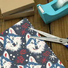 Load image into Gallery viewer, Snowfall Splendor Husky Christmas Gift Wrapping Paper - 2 Rolls-Christmas Ornament-Christmas,Siberian Husky,Wrapping Paper-3