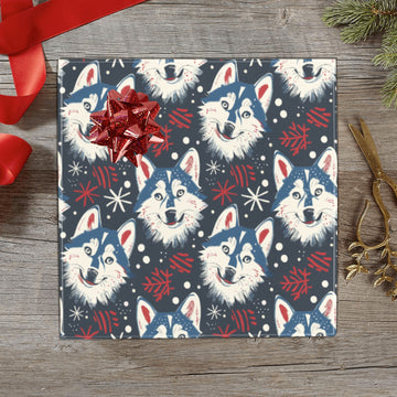 Snowfall Splendor Husky Christmas Gift Wrapping Paper 2 Rolls 360x
