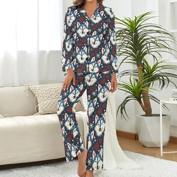Snowfall Splendor Husky Christmas Pajamas Set For Women S 360x