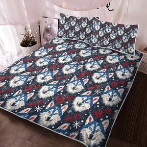 Snowfall Splendor Husky Christmas Quilt Blanket Bedding Set-Bedding-Bedding, Blankets, Christmas, Home Decor, Siberian Husky-3