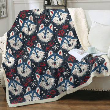 Snowfall Splendor Husky Christmas Soft Warm Fleece Blanket 360x