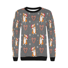 Load image into Gallery viewer, Snowflakes and Double Candy Cane Corgis Women&#39;s Sweatshirt-10
