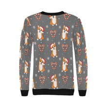 Load image into Gallery viewer, Snowflakes and Double Candy Cane Corgis Women&#39;s Sweatshirt-12
