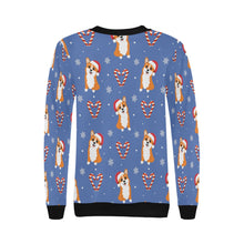 Load image into Gallery viewer, Snowflakes and Double Candy Cane Corgis Women&#39;s Sweatshirt-13