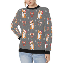 Load image into Gallery viewer, Snowflakes and Double Candy Cane Corgis Women&#39;s Sweatshirt-DimGrey-XS-14