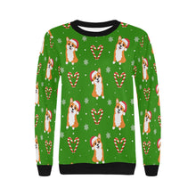 Load image into Gallery viewer, Snowflakes and Double Candy Cane Corgis Women&#39;s Sweatshirt-3