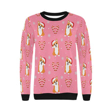 Load image into Gallery viewer, Snowflakes and Double Candy Cane Corgis Women&#39;s Sweatshirt-6