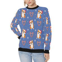 Load image into Gallery viewer, Snowflakes and Double Candy Cane Corgis Women&#39;s Sweatshirt-RoyalBlue-XS-7