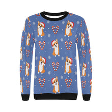 Load image into Gallery viewer, Snowflakes and Double Candy Cane Corgis Women&#39;s Sweatshirt-9