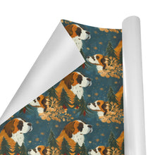 Load image into Gallery viewer, Snowflakes and Saint Bernard's Christmas Symphony Gift Wrapping Paper - 2 Rolls-Christmas Ornament-Christmas,Saint Bernard,Wrapping Paper-2