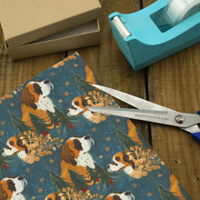 Load image into Gallery viewer, Snowflakes and Saint Bernard's Christmas Symphony Gift Wrapping Paper - 2 Rolls-Christmas Ornament-Christmas,Saint Bernard,Wrapping Paper-3