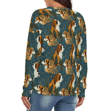 Load image into Gallery viewer, Snowflakes and Saint Bernard's Symphony Women's V-Neck Christmas Sweater-Apparel-Apparel,Christmas,Dog Mom Gifts,Saint Bernard,Sweater,Sweatshirt-4