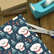 Load image into Gallery viewer, Snowflakes and Snuggles Bichon Frise Christmas Gift Wrapping Paper - 2 Rolls-Christmas Ornament-Bichon Frise,Christmas,Wrapping Paper-4