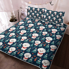 Load image into Gallery viewer, Snowflakes and Snuggles Bichon Frise Christmas Quilt Blanket Bedding Set-Bedding-Bedding, Bichon Frise, Blankets, Christmas, Home Decor-3