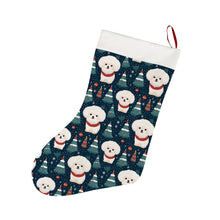 Load image into Gallery viewer, Snowflakes and Snuggles Bichon Frise Christmas Stocking-Christmas Ornament-Bichon Frise, Christmas, Home Decor-26X42CM-White-1