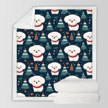 Load image into Gallery viewer, Snowflakes and Snuggles Bichon Frise Soft Warm Christmas Blanket-Blanket-Bichon Frise, Blankets, Christmas, Dog Dad Gifts, Dog Mom Gifts, Home Decor-10