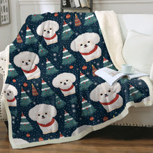 Load image into Gallery viewer, Snowflakes and Snuggles Bichon Frise Soft Warm Christmas Blanket-Blanket-Bichon Frise, Blankets, Christmas, Dog Dad Gifts, Dog Mom Gifts, Home Decor-12