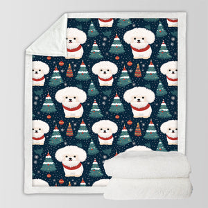 Snowflakes and Snuggles Bichon Frise Soft Warm Christmas Blanket-Blanket-Bichon Frise, Blankets, Christmas, Dog Dad Gifts, Dog Mom Gifts, Home Decor-3