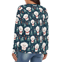 Load image into Gallery viewer, Snowflakes and Snuggles Bichon Frise Women's V-Neck Christmas Sweater-Apparel-Apparel,Bichon Frise,Christmas,Dog Mom Gifts,Sweater,Sweatshirt-4