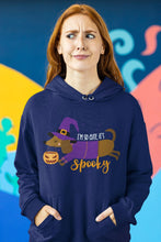 Load image into Gallery viewer, So Cute It&#39;s Spooky Dachshund Halloween Women&#39;s Cotton Fleece Hoodie Sweatshirt - 4 Colors-Apparel-Apparel, Dachshund, Halloween, Hoodie, Sweatshirt-Navy Blue-XS-1