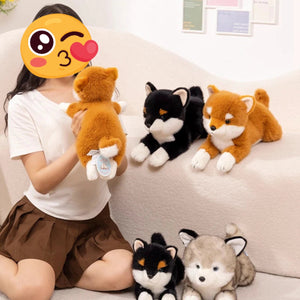 Soft Furry Orange and Black Shiba Inus Love Plush Toys-Stuffed Animals-Shiba Inu, Stuffed Animal-2