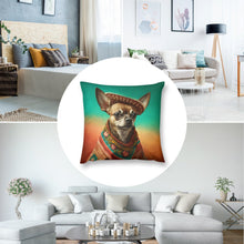 Load image into Gallery viewer, Sombrero and Serape Chocolate Chihuahua Plush Pillow Case-Chihuahua, Dog Dad Gifts, Dog Mom Gifts, Home Decor, Pillows-2