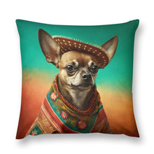 Load image into Gallery viewer, Sombrero and Serape Chocolate Chihuahua Plush Pillow Case-Chihuahua, Dog Dad Gifts, Dog Mom Gifts, Home Decor, Pillows-3