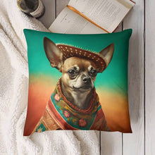 Load image into Gallery viewer, Sombrero and Serape Chocolate Chihuahua Plush Pillow Case-Chihuahua, Dog Dad Gifts, Dog Mom Gifts, Home Decor, Pillows-7