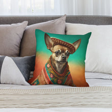 Load image into Gallery viewer, Sombrero and Serape Chocolate Chihuahua Plush Pillow Case-Chihuahua, Dog Dad Gifts, Dog Mom Gifts, Home Decor, Pillows-8