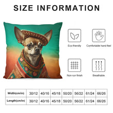 Load image into Gallery viewer, Sombrero and Serape Chocolate Chihuahua Plush Pillow Case-Chihuahua, Dog Dad Gifts, Dog Mom Gifts, Home Decor, Pillows-12 &quot;×12 &quot;-White-1