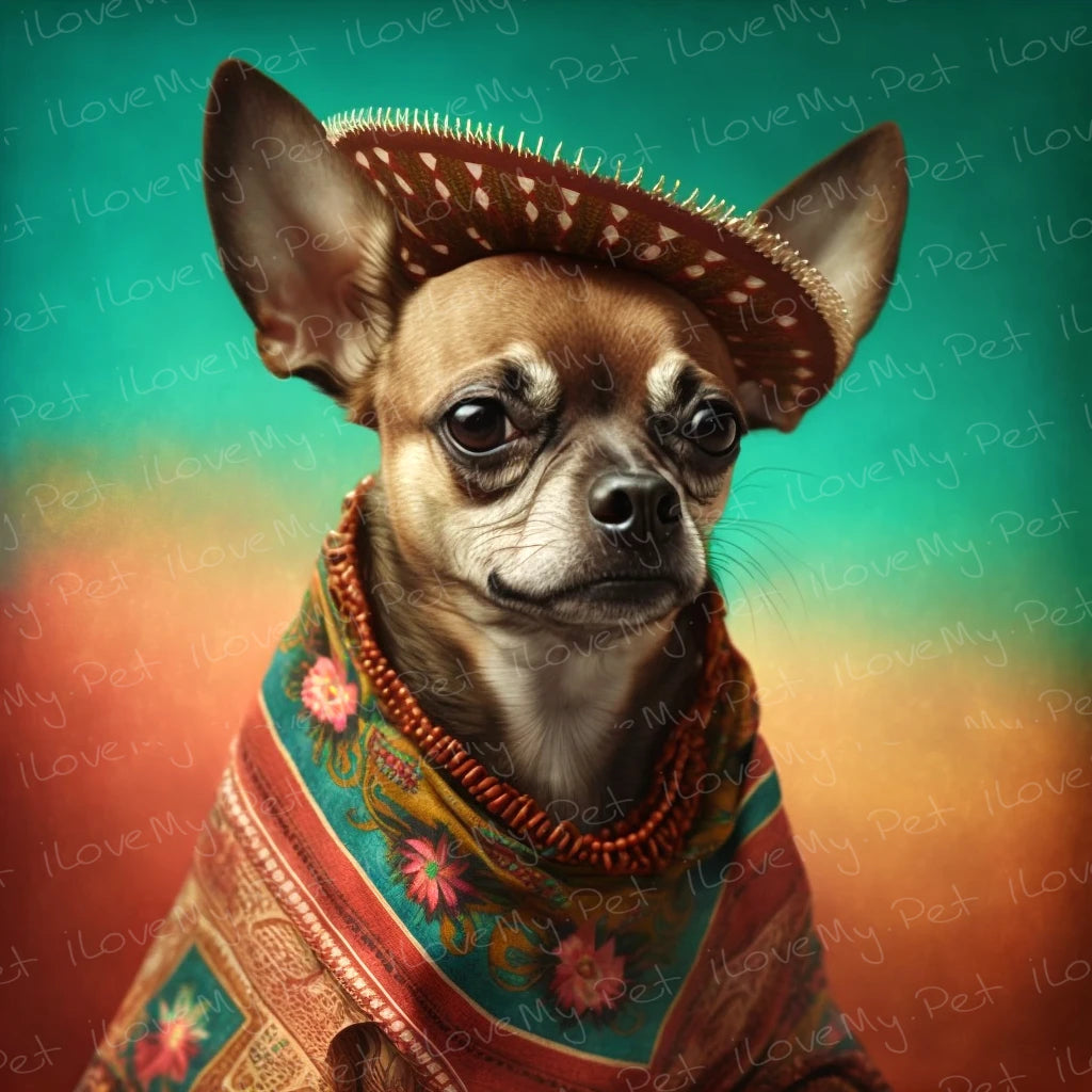 Sombrero and Serape Chocolate Chihuahua Wall Art Poster-Art-Chihuahua, Dog Art, Home Decor, Poster-1