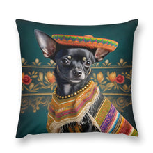 Load image into Gallery viewer, Sombrero Serenade Black Chihuahua Plush Pillow Case-Chihuahua, Dog Dad Gifts, Dog Mom Gifts, Home Decor, Pillows-3
