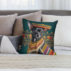 Sombrero Serenade Black Chihuahua Plush Pillow Case-Chihuahua, Dog Dad Gifts, Dog Mom Gifts, Home Decor, Pillows-5