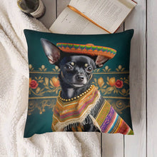 Load image into Gallery viewer, Sombrero Serenade Black Chihuahua Plush Pillow Case-Chihuahua, Dog Dad Gifts, Dog Mom Gifts, Home Decor, Pillows-8