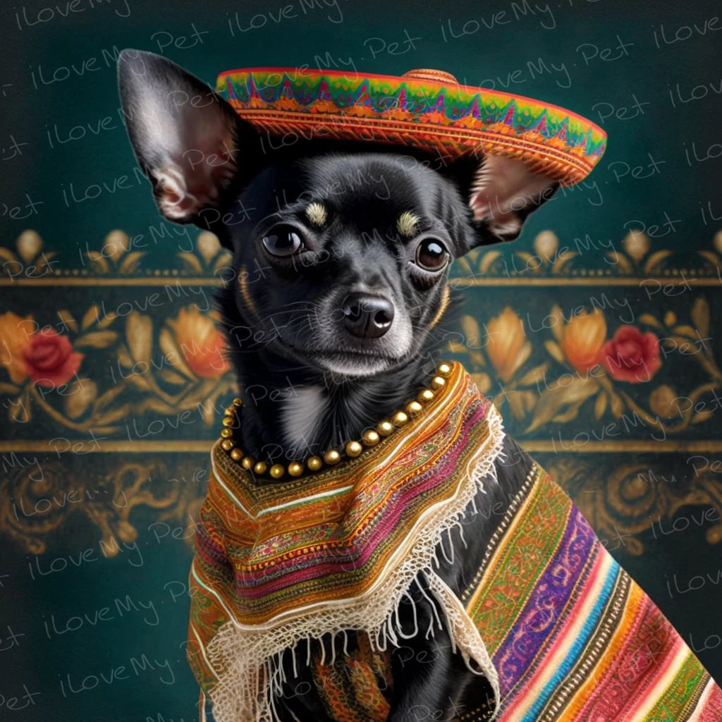 Sombrero Serenade Black Chihuahua Wall Art Poster-Art-Chihuahua, Dog Art, Home Decor, Poster-1