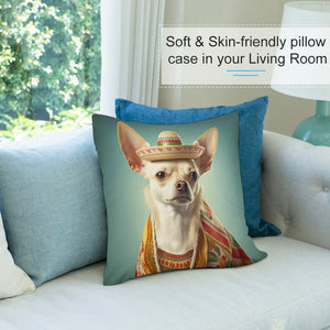 Sombrero Serenade Cream Chihuahua Plush Pillow Case-Chihuahua, Dog Dad Gifts, Dog Mom Gifts, Home Decor, Pillows-3