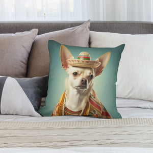 Sombrero Serenade Cream Chihuahua Plush Pillow Case-Chihuahua, Dog Dad Gifts, Dog Mom Gifts, Home Decor, Pillows-4