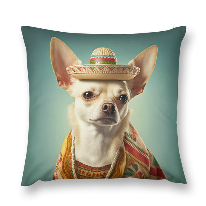 Sombrero Serenade Cream Chihuahua Plush Pillow Case-Chihuahua, Dog Dad Gifts, Dog Mom Gifts, Home Decor, Pillows-6
