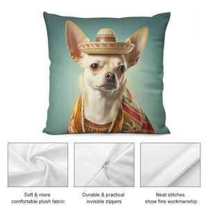 Sombrero Serenade Cream Chihuahua Plush Pillow Case-Chihuahua, Dog Dad Gifts, Dog Mom Gifts, Home Decor, Pillows-8