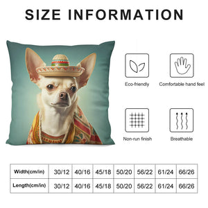 Sombrero Serenade Cream Chihuahua Plush Pillow Case-Chihuahua, Dog Dad Gifts, Dog Mom Gifts, Home Decor, Pillows-12 "×12 "-White-1